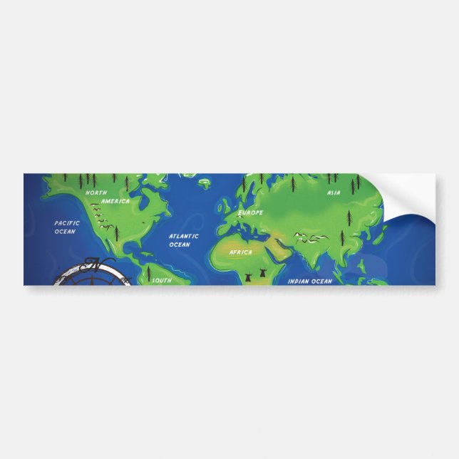 World Map Bumper Sticker (Front)