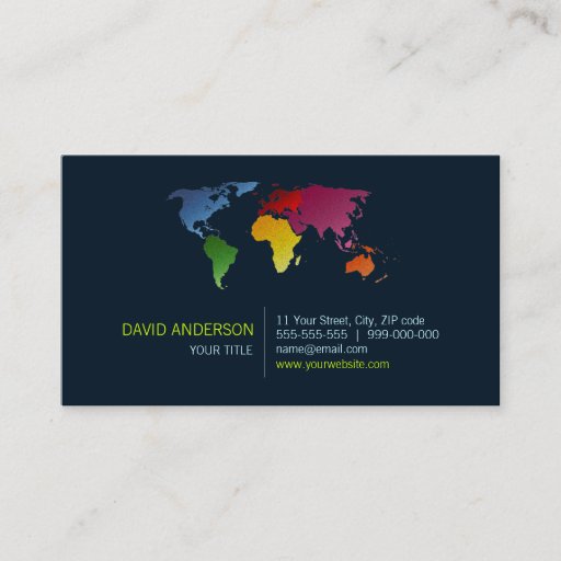 Customizable World Map business card
