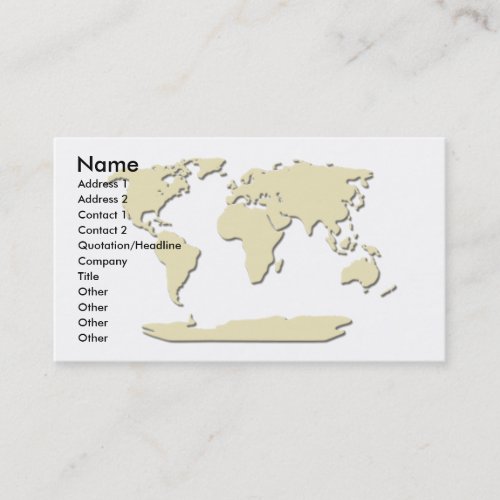 World Map Business Card  Eggshell