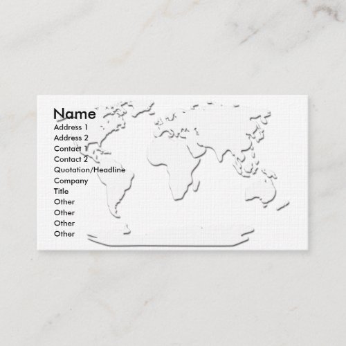 World Map Business Card White