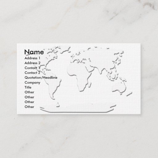 Customizable World Map Business Card White