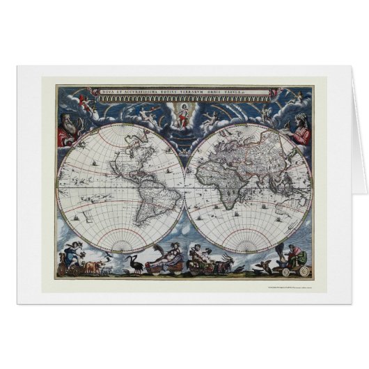 World Map by Joan Blaeu - 1664 Cards (Front Horizontal)