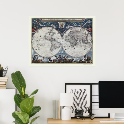 World Map By Joan Blaeu - 1664 Poster | Zazzle