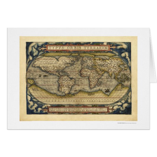 World Map By Ortelius 1570 Cards (Front Horizontal)