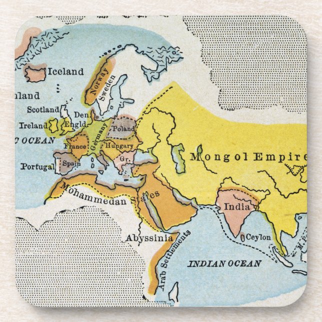 WORLD MAP, c1300. Beverage Coaster (Front)