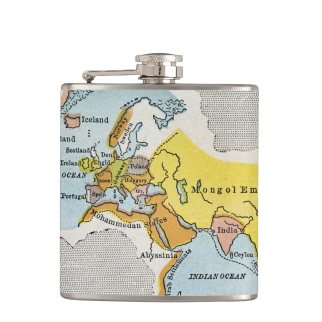 WORLD MAP, c1300. Flask (Front)
