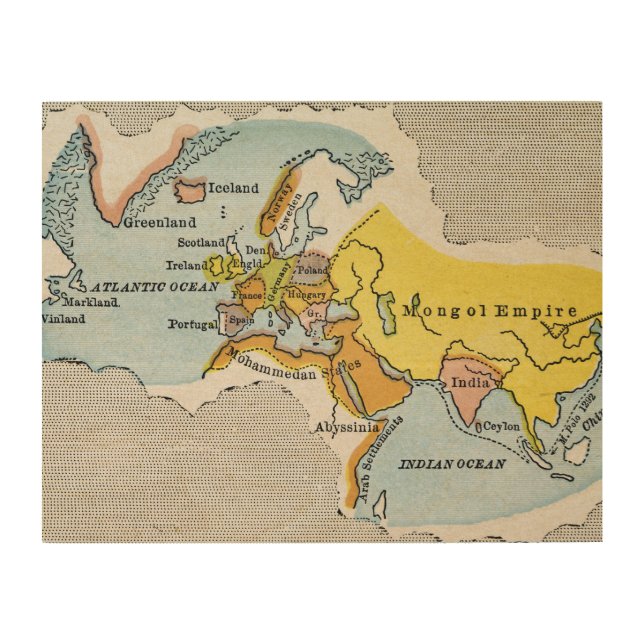 WORLD MAP, c1300. Wood Wall Art (Front)