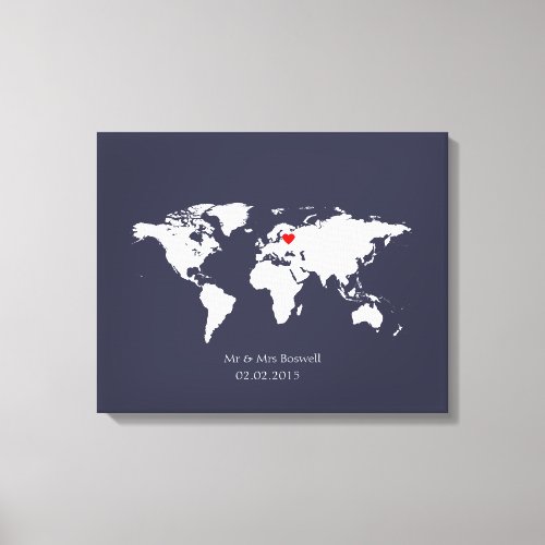 world map canvas wedding guestbook guest book