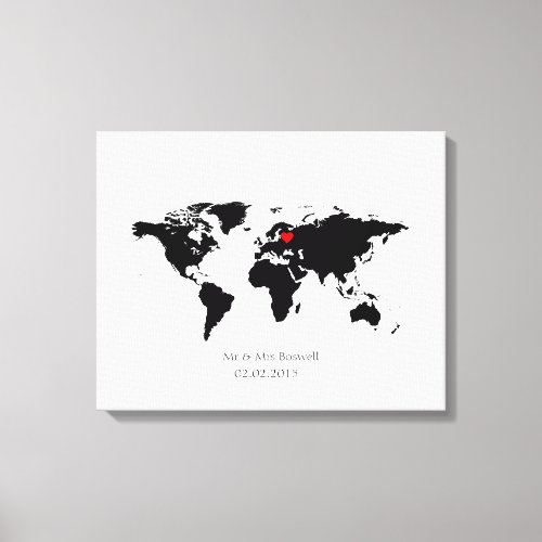 world map canvas wedding guestbook guest choose