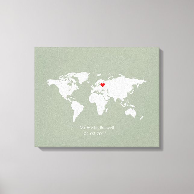 world map canvas wedding guestbook guest choose (Front)