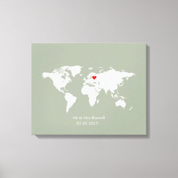World Map Canvas Wedding Guestbook Guest Choose by TheArtyApples at Zazzle