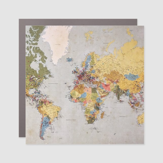 world map car magnet (Front)