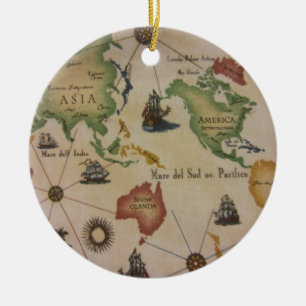 World Map Ceramic Ornament