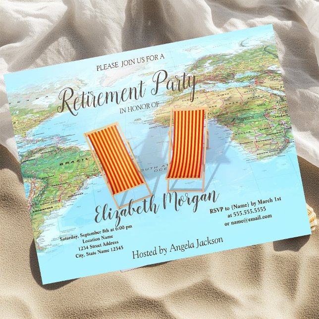 World Map,Chairs Retirement Party  Invitation (Creator Uploaded)