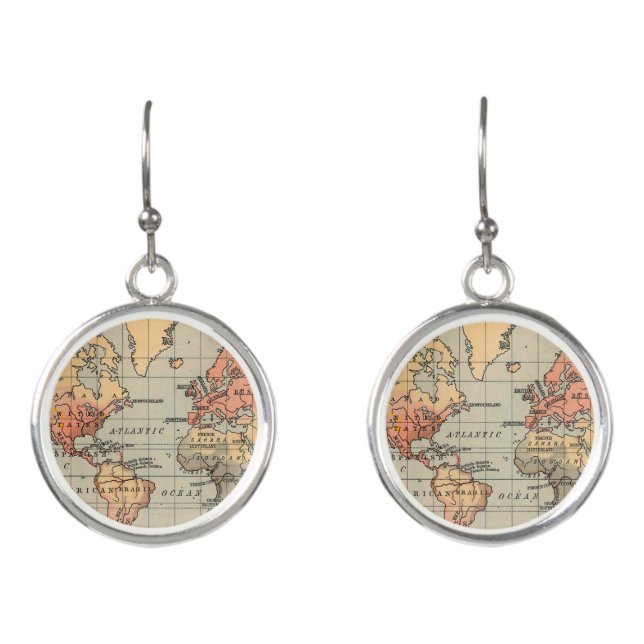 World Map Charm Earrings (Front)