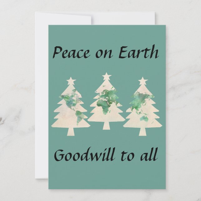 World Map Christmas Trees Card (Front)