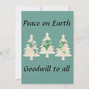 World Map Christmas Trees Card