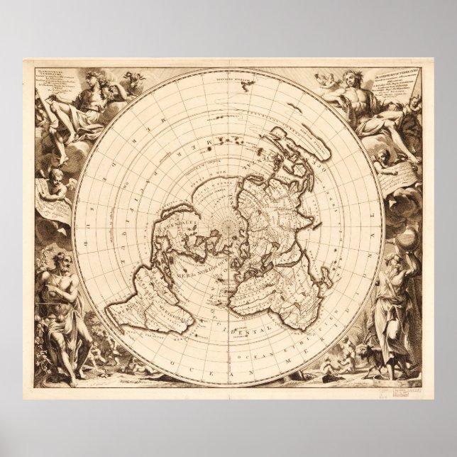 World Map circa 1713 (Planisphere terrestre) Poster (Front)