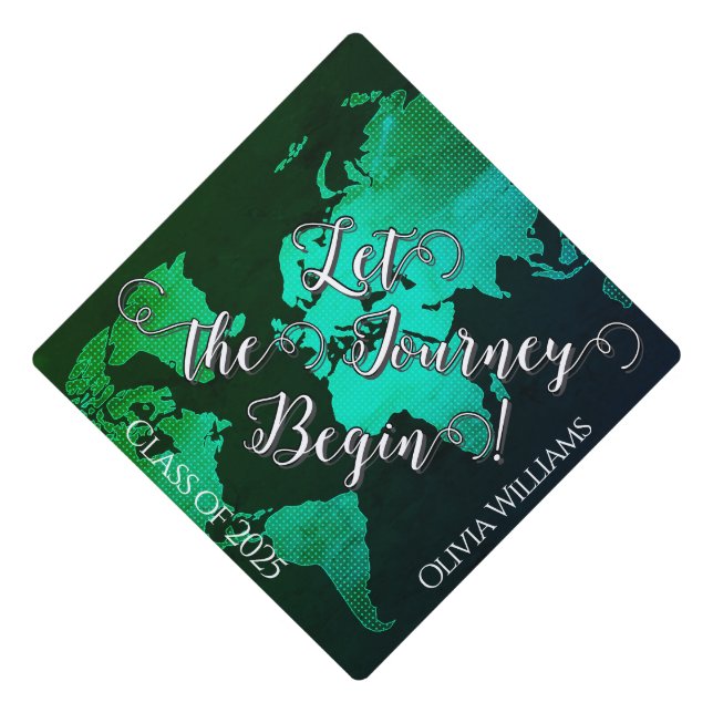 World map - class of 2026 - personalized graduation cap topper (Front)