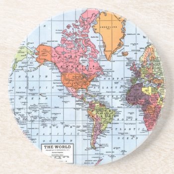 World Map Coasters by pmcustomgifts at Zazzle