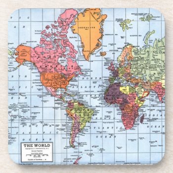 World Map Coasters by pmcustomgifts at Zazzle