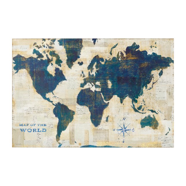 World Map Collage Acrylic Print (Front)