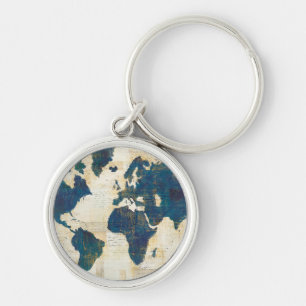 World Map Collage Keychain