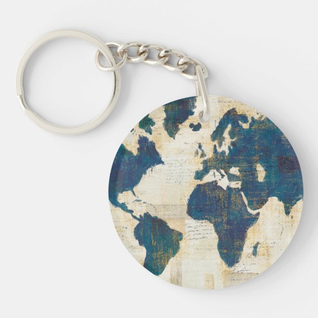 World Map Collage Keychain (Front)