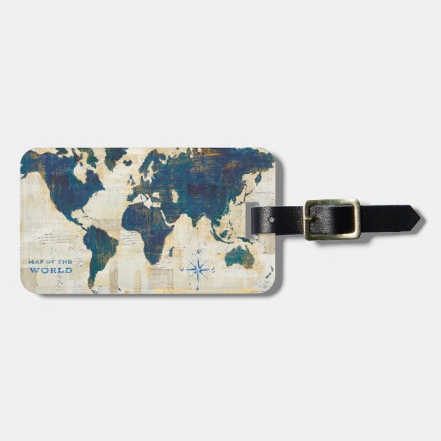 World Map Collage Luggage Tag (Front Horizontal)