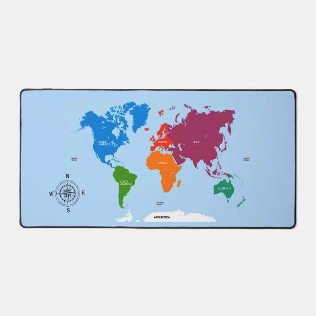 World Map Colorful Desk Mat (Front)