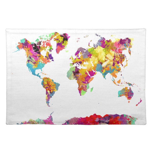 world map colors cloth placemat (Front)
