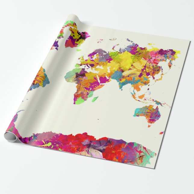 world map colors wrapping paper (Unrolled)
