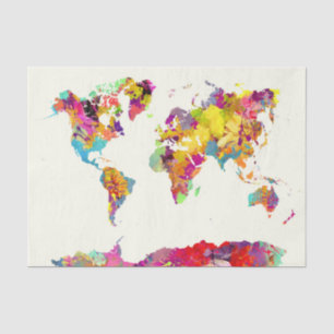 world map colours tissue paper
