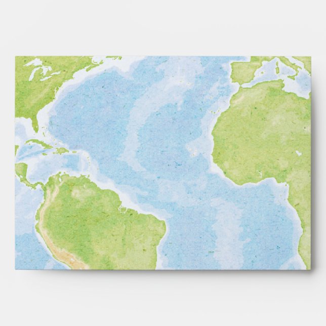 World Map Compass Bar Bat Mitzvah Envelope (Front)