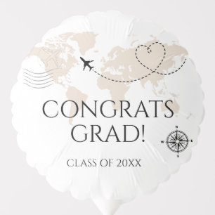 World map congrats grad wanderlust class of balloon