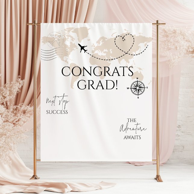 World map congrats grad wanderlust photo BACKDROP (Creator Uploaded)