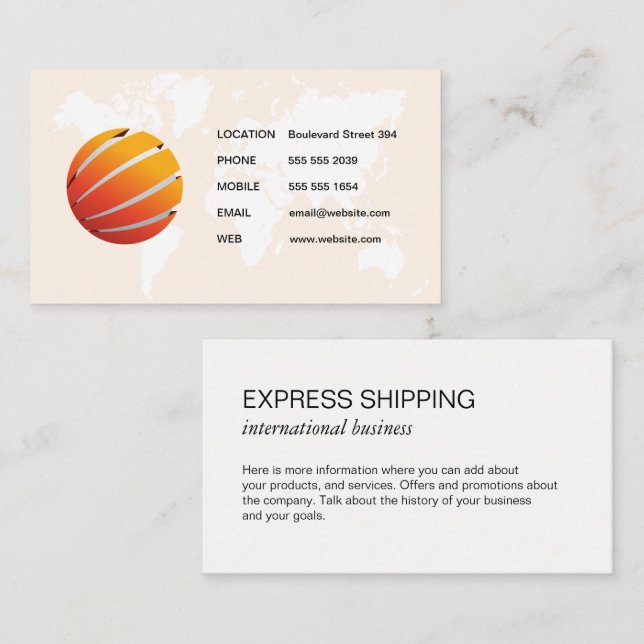 World Map | Corporate Logo Business Card (Front/Back)