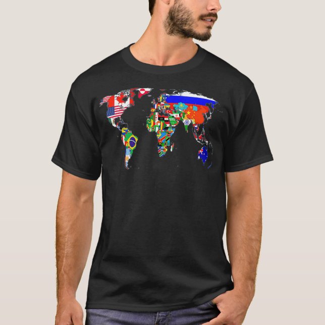 World Map Country Flag Atlas  T-Shirt (Front)
