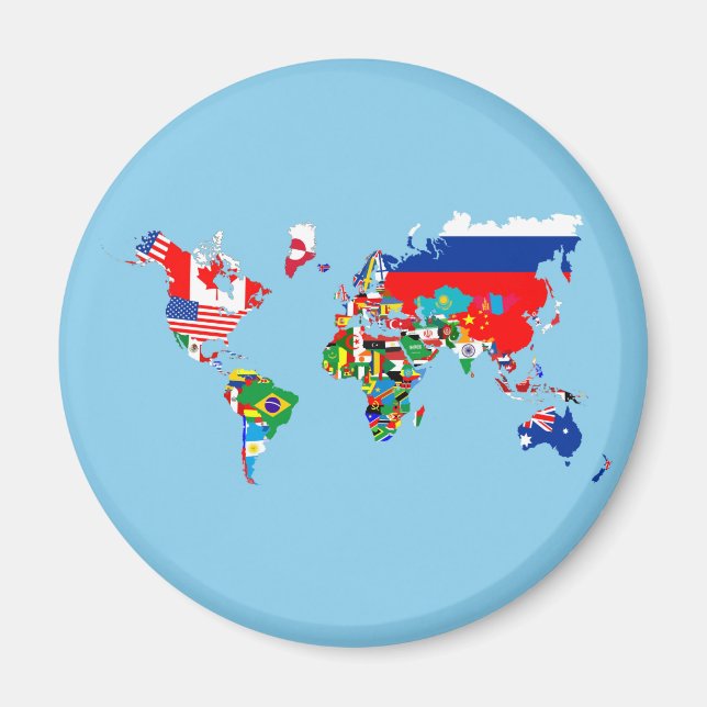 world map country flag symbol silhouette magnet (Front)