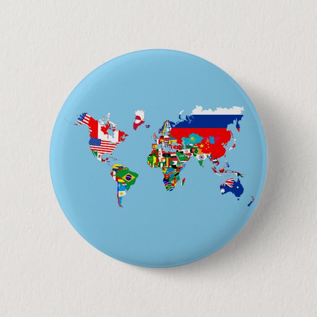 world map country flag symbol silhouette pinback button (Front)
