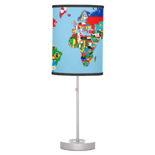 world map country flag symbol silhouette table lamp