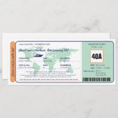 World Map Cruise Birthday Boarding Pass Ticket Invitation (Front/Back)