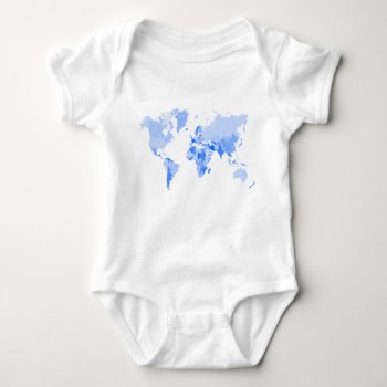 World Map Crumpled Pale Blue Baby Bodysuit by Hakonart at Zazzle