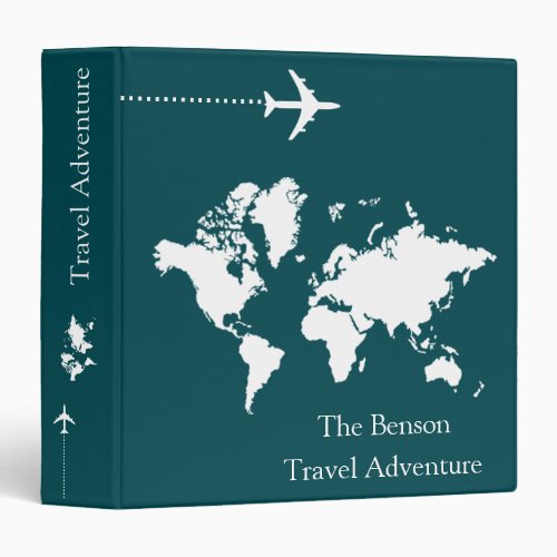 World Map Custom Travel Adventures 3 Ring Binder