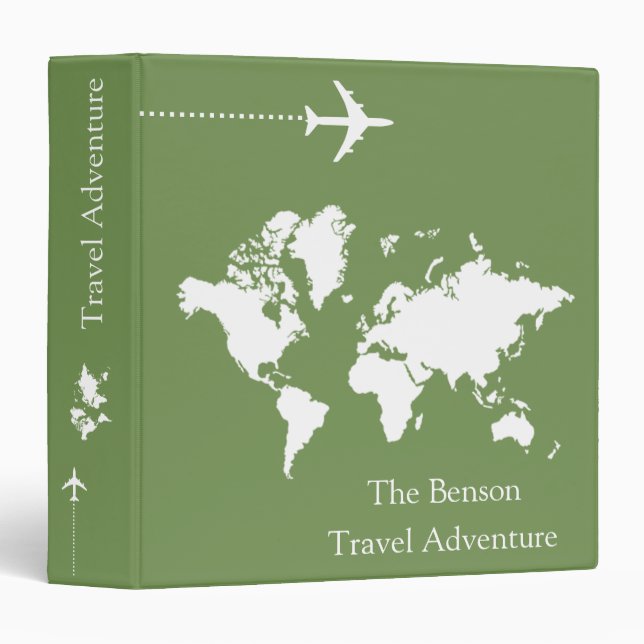 World Map Custom Travel Adventures 3 Ring Binder (Front/Spine)