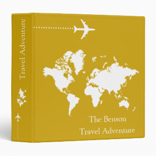 World Map Custom Travel Adventures 3 Ring Binder