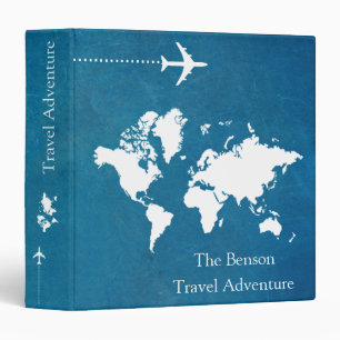World Map Custom Travel Adventures 3 Ring Binder