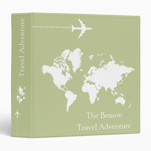 World Map Custom Travel Adventures 3 Ring Binder (Front/Spine)