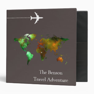 World Map Custom Travel Adventures 3 Ring Binder