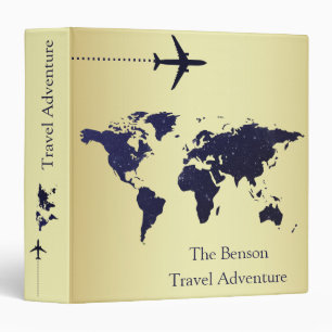 World Map Custom Travel Adventures 3 Ring Binder